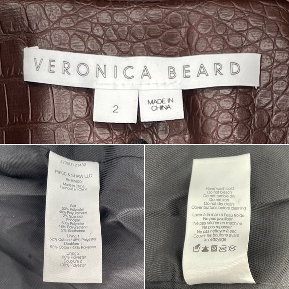 Veronica Beard Cooke Dickey Blazer in Brown Faux Crocodile Vegan Leather Size 2 - Picture 15 of 16